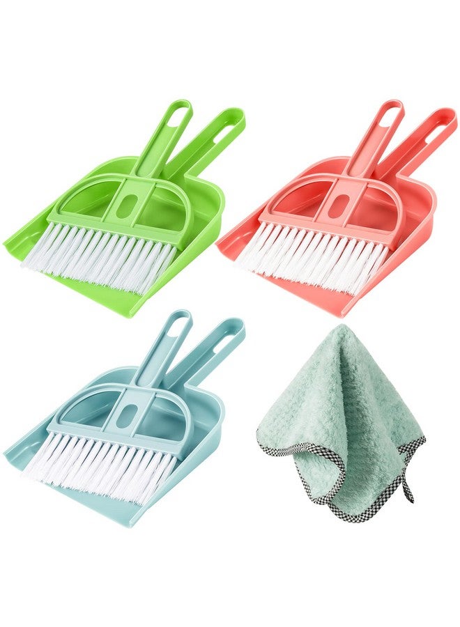Lamoutor 3 Pack Mini Hand Broom and Dustpan Set Small Dust Pans with Brush Set Cleaning Tool for Desk, Car and Animal Waste Mixed Color - Image 1