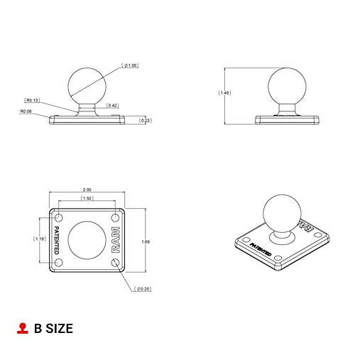 RAM Mounts Ball Adapter with AMPS Plate RAM-B-347U with B Size 1" Ball - Image 4