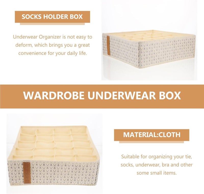 Healeved Underwear and Socks Organizer Drawer Box 20 Compartments V-shaped Beige Wear-resistant Household Wardrobe Storage Case for Closet and Dormitory - Image 3