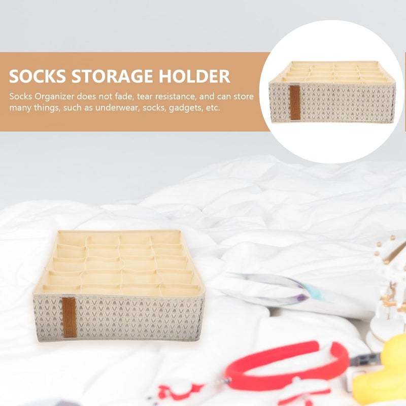 Healeved Underwear and Socks Organizer Drawer Box 20 Compartments V-shaped Beige Wear-resistant Household Wardrobe Storage Case for Closet and Dormitory - Image 5