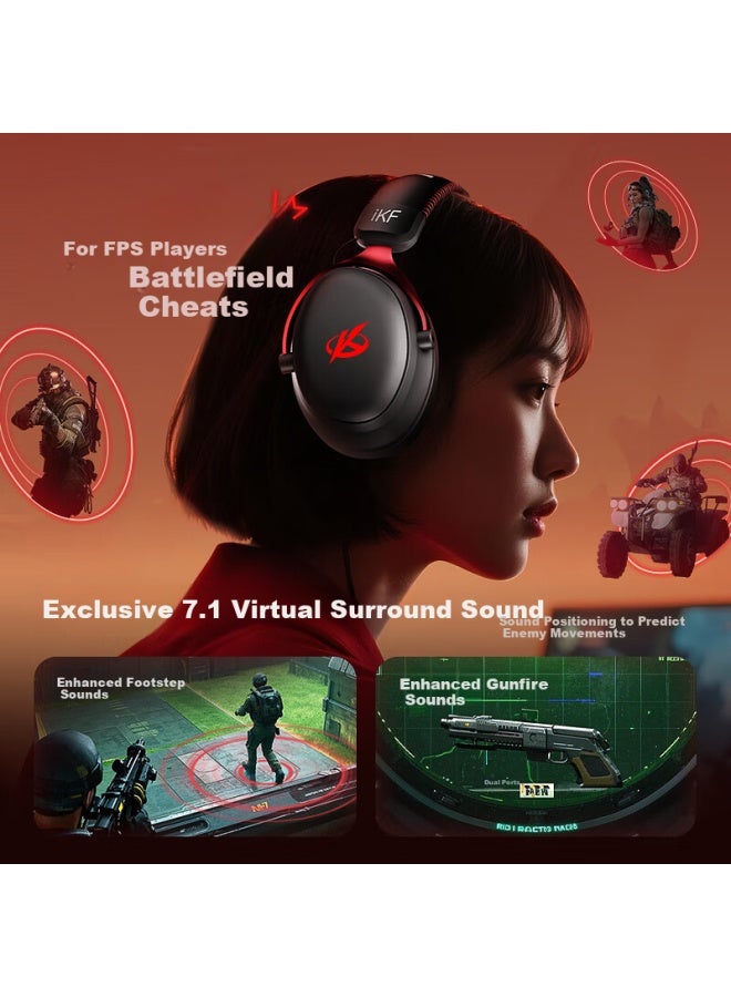 Ikf V11 Pro7.1 Quad-mode Gaming Headset, Bluetooth Wireless Over-ear, 7.1 Surround Sound, Wired E-sports Dedicated, Valorant Fps Sound Positioning, Delta White And Blue - Image 2