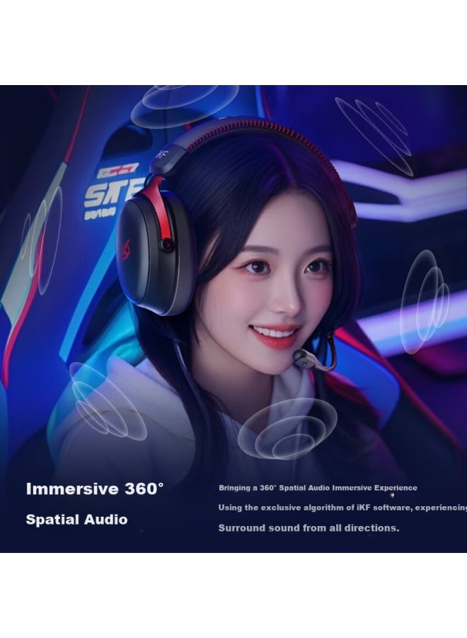 Ikf V11 Pro7.1 Quad-mode Gaming Headset, Bluetooth Wireless Over-ear, 7.1 Surround Sound, Wired E-sports Dedicated, Valorant Fps Sound Positioning, Delta White And Blue - Image 3