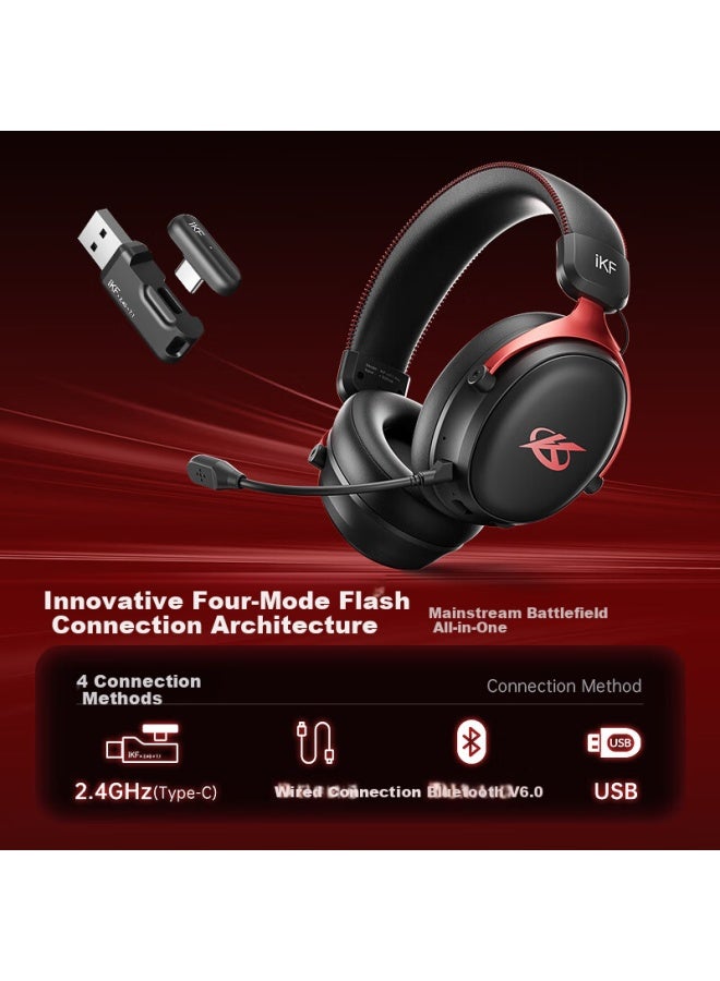 Ikf V11 Pro7.1 Quad-mode Gaming Headset, Bluetooth Wireless Over-ear, 7.1 Surround Sound, Wired E-sports Dedicated, Valorant Fps Sound Positioning, Delta White And Blue - Image 1
