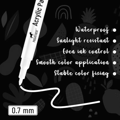 Pagather Acrylic White Paint Pens - 6 Pack 0.7mm Extra Fine White Paint Marker for Rock Painting, Wood, Metal, Fabric, Plastic, Canvas, Glass, Ceramic, Diy Crafts - Image 2
