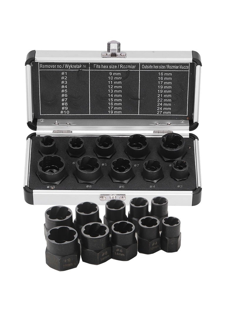 10 Pcs Impact Bolt & Nut Remover Set, Bolt Screw Extractor Set, Nut Remover Tool with Aluminium Storage Case for Removing Damaged Frozen Rusted Rounded-Off Bolts Nuts - Image 1
