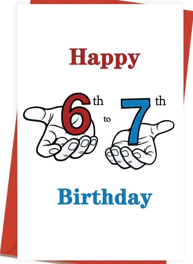 Asmallgf Funny Birthday Card for Teens Daughter Son Boy Girl Friend, Joke About Age 6 7 Trendy Social Media Humor for Gen Z & Alpha,Viral 6 or 7 Meme Trend - Image 1