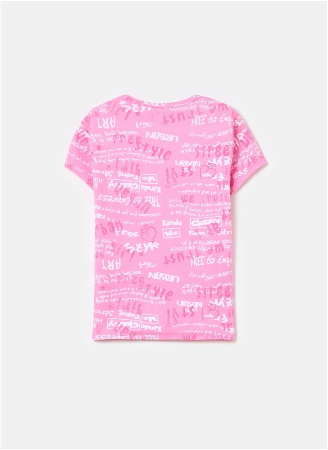 Ovs Crew-neck T-shirt with lettering print