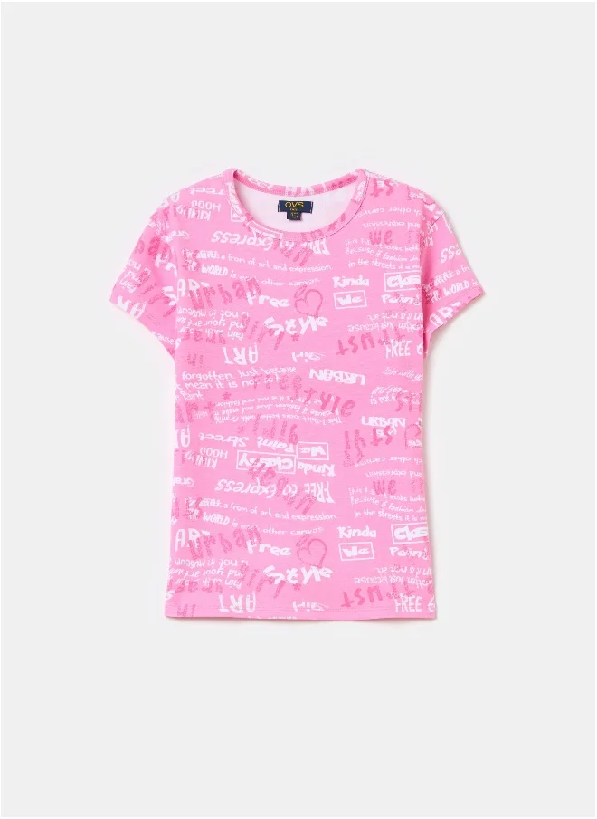 Ovs Crew-neck T-shirt with lettering print