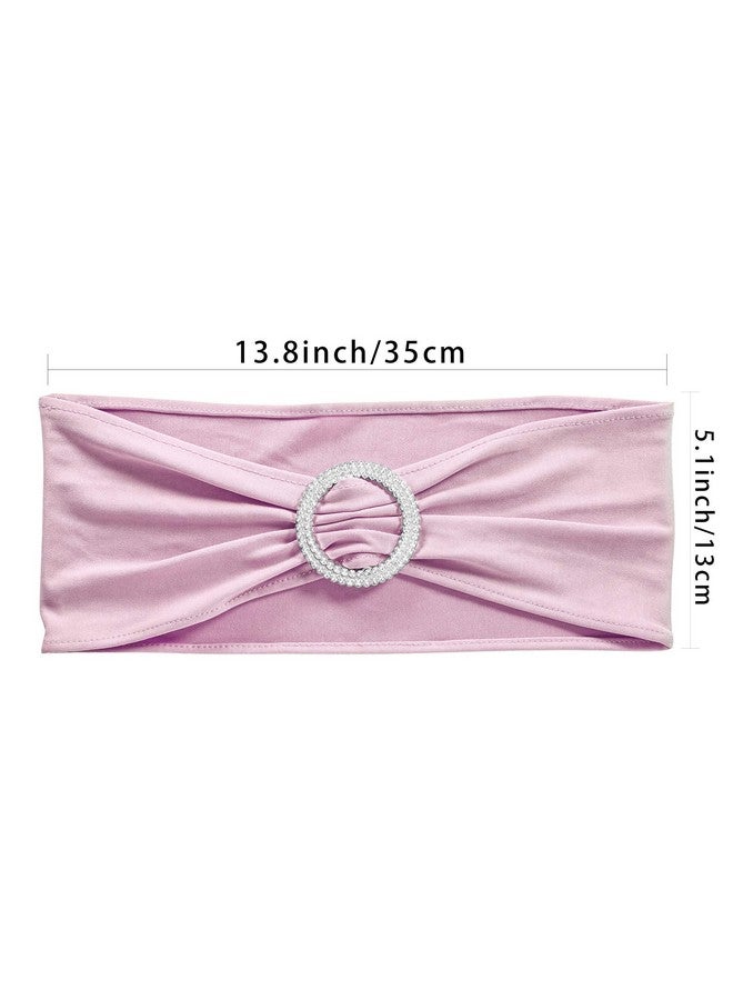 Obstal 50 PCS Spandex Stretch Chair Sashes Bows for Wedding Reception- Universal Elastic Chair Cover Bands with Buckle Slider for Banquet, Party, Hotel Event Decorations Light Pink Sashes - Image 3