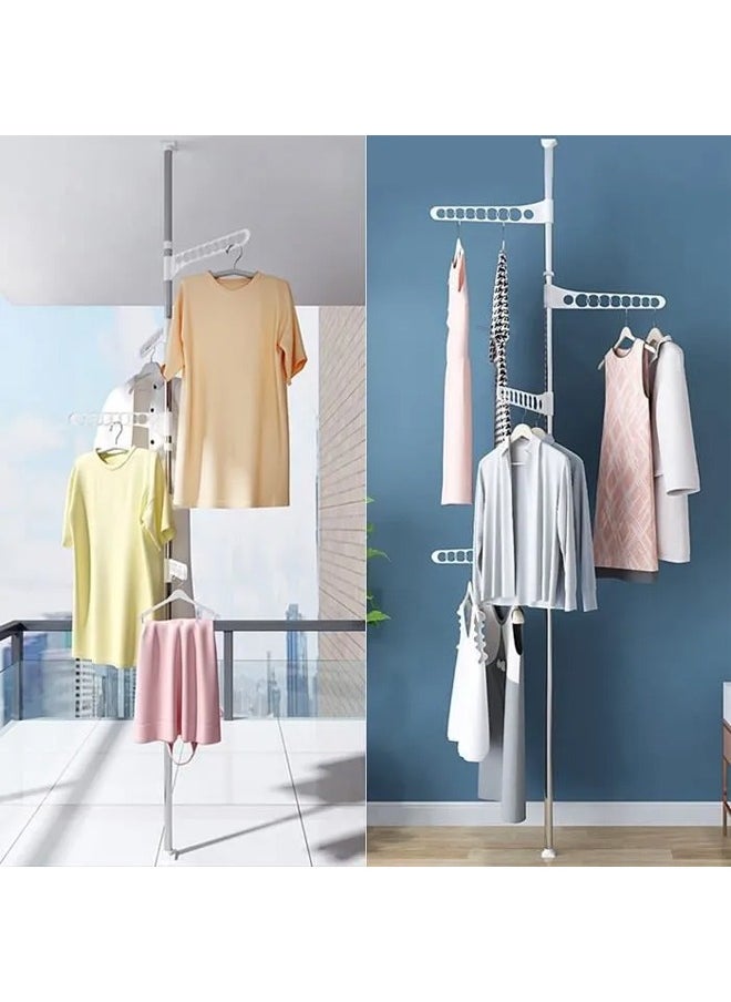 Taimi Portable Garment Drying Rack 4-Tier Clothes Drying Rack Foldable Stainless Steel Standing Drying Rack Clothes Rack with Telescopic Pole Hanger Indoor Outdoor for Hanging Laundry  - Image 4