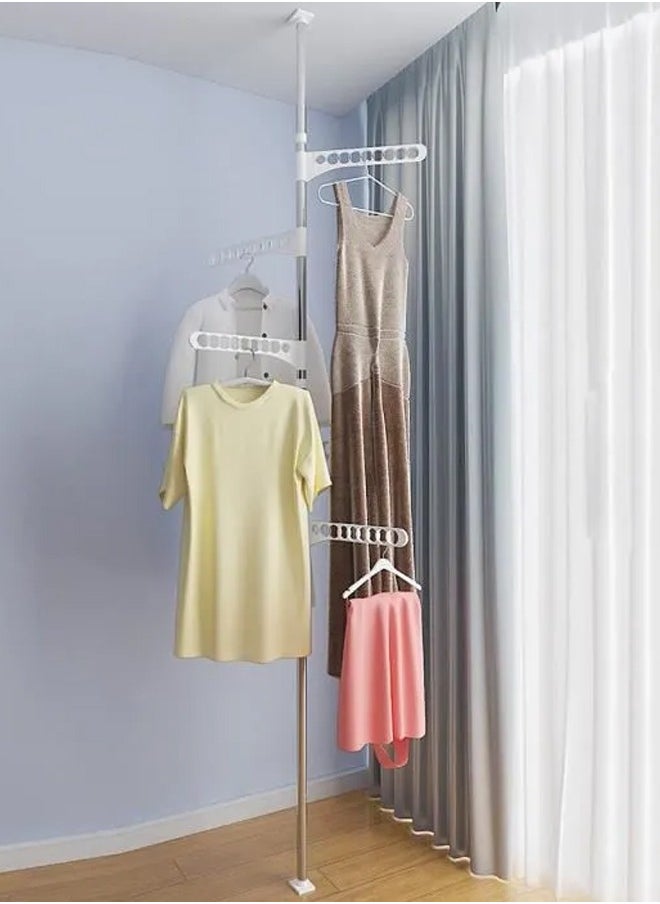 Taimi Portable Garment Drying Rack 4-Tier Clothes Drying Rack Foldable Stainless Steel Standing Drying Rack Clothes Rack with Telescopic Pole Hanger Indoor Outdoor for Hanging Laundry  - Image 3
