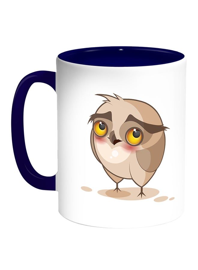 RKN Owl Printed Coffee Mug White/Blue 11ounce - Image 2
