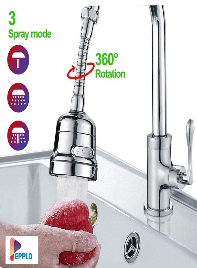 pepplo 360 Degree Rotating Water-Saving Sprinkler, Faucet Aerator, Adjustable Head Nozzle Splash-Proof Filter Extender Sprayer for Kitchen, Bathroom (Three Mode Long, Faucet Head With Nozzle - C2) - Image 3