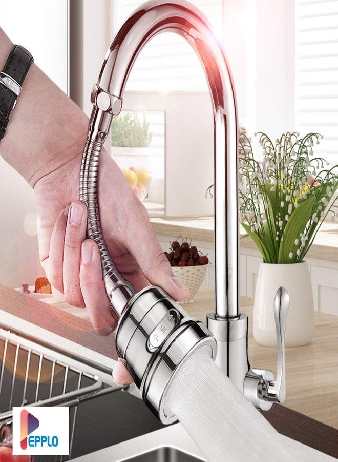 pepplo 360 Degree Rotating Water-Saving Sprinkler, Faucet Aerator, Adjustable Head Nozzle Splash-Proof Filter Extender Sprayer for Kitchen, Bathroom (Three Mode Long, Faucet Head With Nozzle - C2) - Image 1