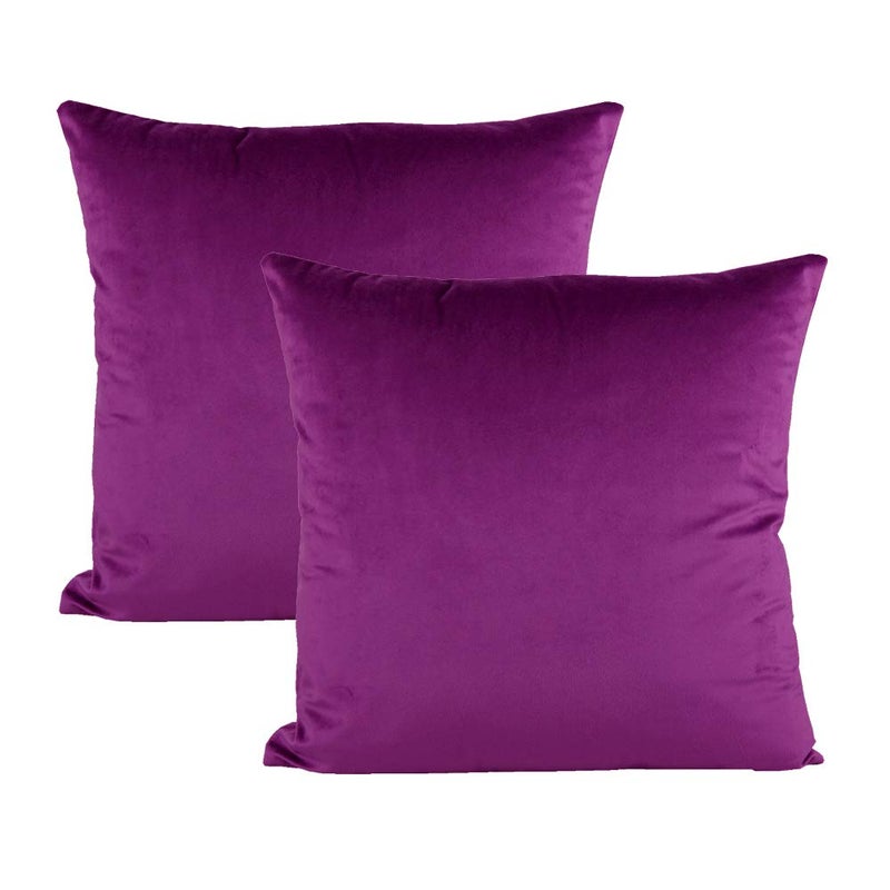 VAKADO Dark Purple Throw Pillow Covers Decorative Velvet Soft Solid Square Cushion Cases Home Decor for Couch Sofa Bedroom Office Set of 2, 18x18 Inch 45x45cm