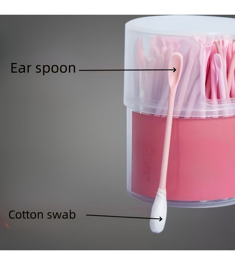 Blue 100pcs Cotton Swab Ear Cleaning Sticks Disinfection Pottery Ear Spoons - Image 3