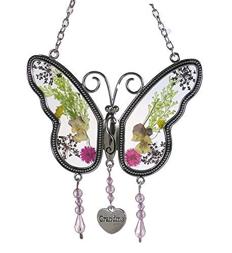 BANBERRY DESIGNS BANBERRY DESIGNS - 2416 - Grandma Butterfly Suncatcher with Pressed Flower Wings - 4.25INX4.25IN  - Image 1