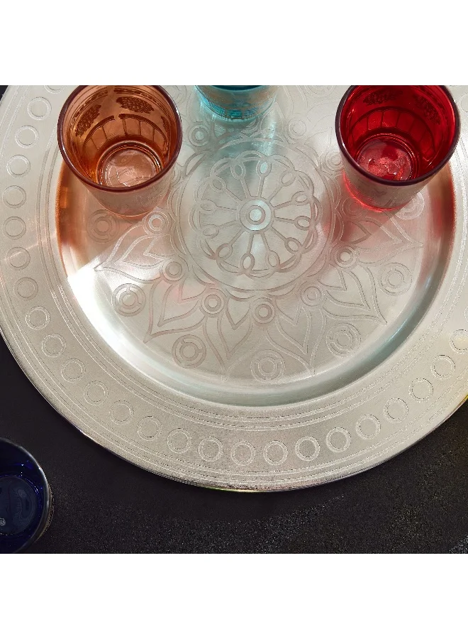 هوم بوكس طقم أكواب إنيد ٦ قطع مع صينية معدنية دائرية