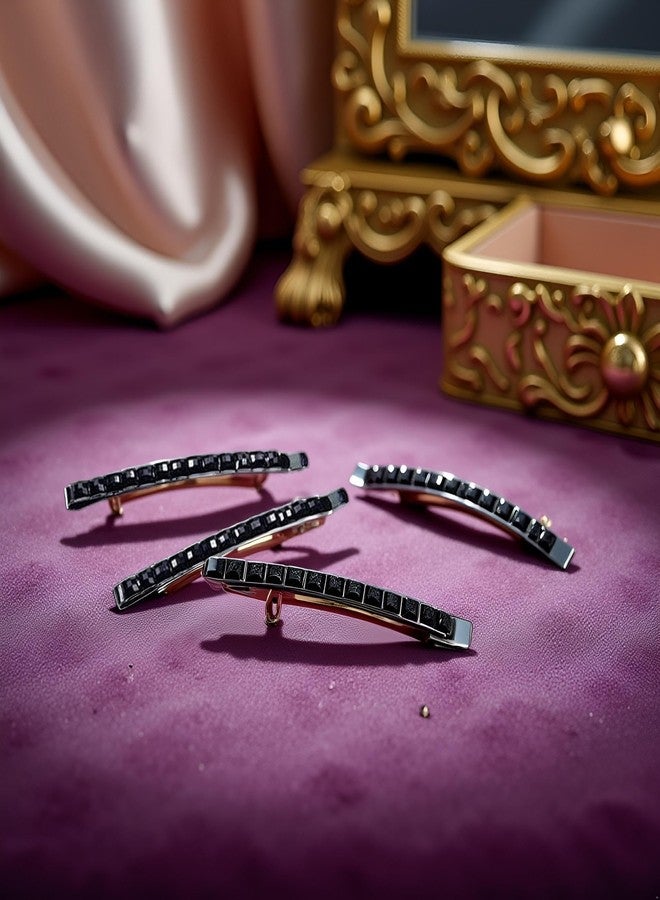 SquarezhenBo 2Pcs Black Rhinestone Barrettes,Crystal Diamond Bobby Pin,Shiny Hair Pin, Hairpin, Sparkly Hair Decoration for Women Clip Bangs Metal Hair Clip Hair Pins Hair Accessories - Image 4