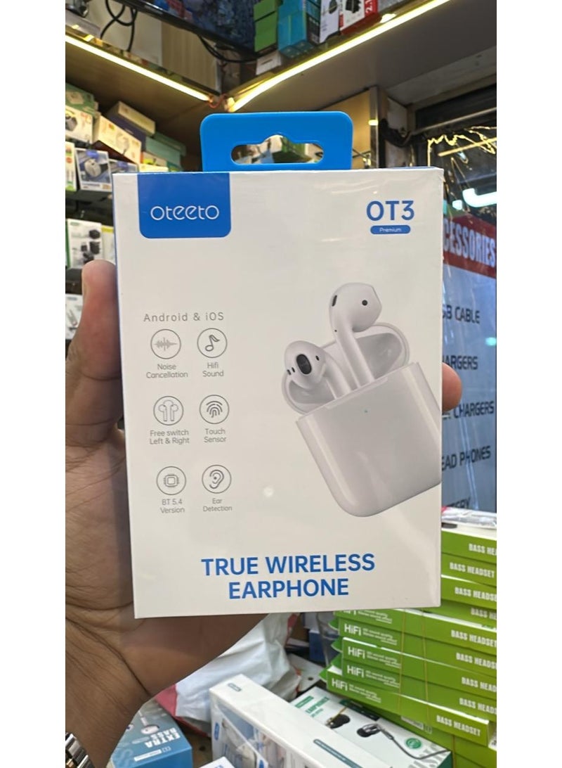 OTEETO OT3 True Wireless Bluetooth Earphones in White | Super Bass Sound with HD Microphone | Noise Cancellation & Touch Controls | Lightweight In-Ear Design | Long Battery Life | Perfect for Calls, Music, Gym & Travel - Image 4