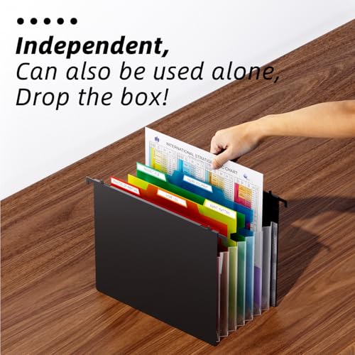 ZOOPIP Fireproof File Box with Hanging File Folders, 7x1.2 Accordion Pockets, Hanging File Organizer for Letter Size, Retractable Hook, 1/3-Cut Tab (Folders+Box-12.6''*7.8''*9.8'') - Image 5