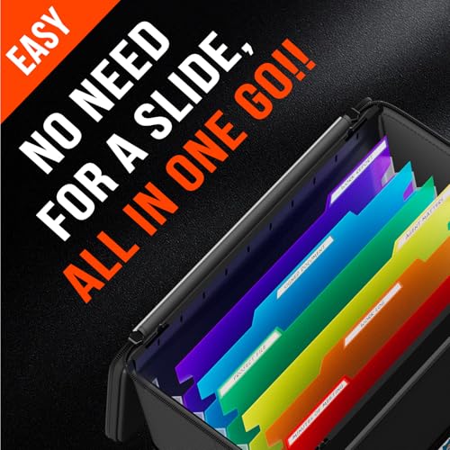 ZOOPIP Fireproof File Box with Hanging File Folders, 7x1.2 Accordion Pockets, Hanging File Organizer for Letter Size, Retractable Hook, 1/3-Cut Tab (Folders+Box-12.6''*7.8''*9.8'') - Image 4