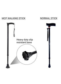 MCP Strong Walking Stick With Adjustable Height, Mild-Steel Body, Light Weight For Men/Women, Patients, Old People With Self Standing Base (Black)  - Image 5