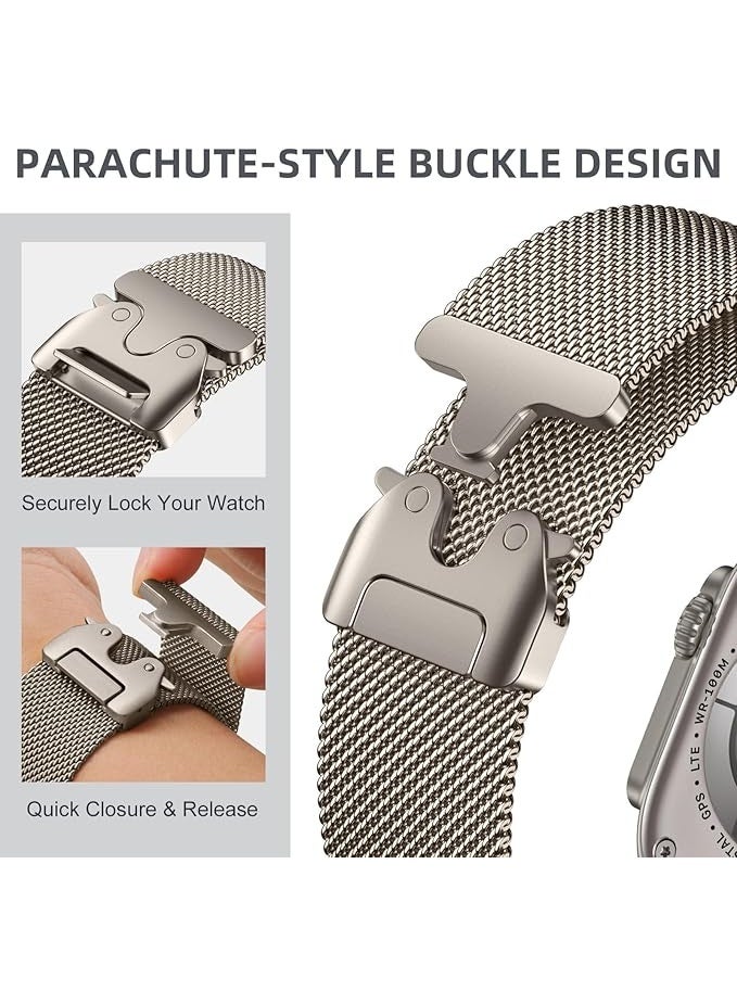 Milanese Loop Band Compatible with Apple Watch Ultra 3 Band 49mm , Stainless Steel Milanese Loop Adjustable Strap for iWatch Ultra Series Starlight - Image 2