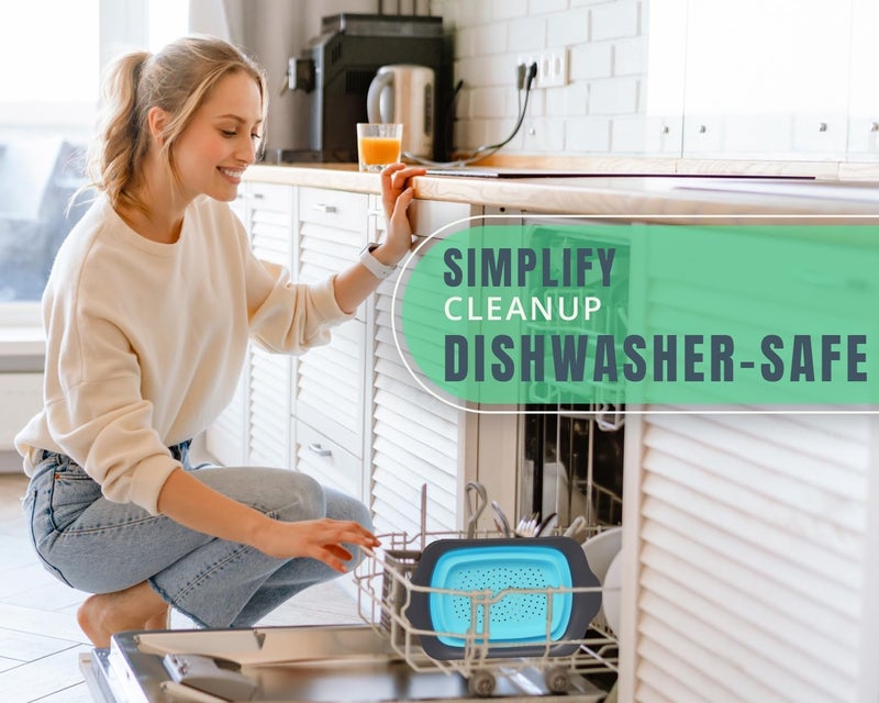 Comfify XL Large Kitchen Strainer by - Collapsible Silicone Over - The-Sink Colander with Extendable Handles - Use with Pasta, Fruit, Berries & Veggie - 6 Quart - Blue - Image 4