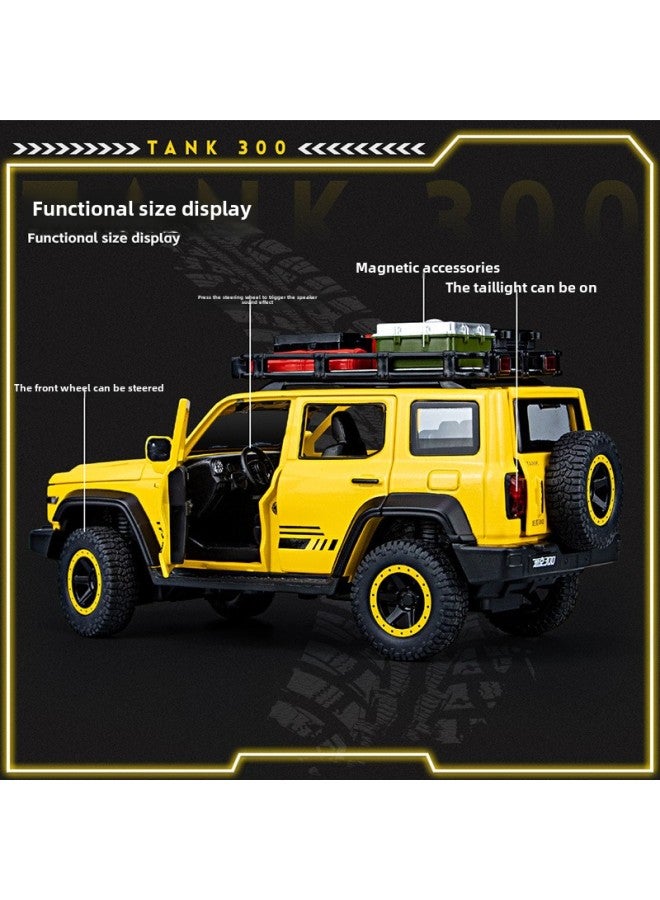 Tank 300 Model 1:24 Alloy Pull-back Car Children's Sound And Light Door Opening Toy Simulation Car Model Ornaments Off-road Vehicle-Color:Tank 300 Modified Version-black - Image 5