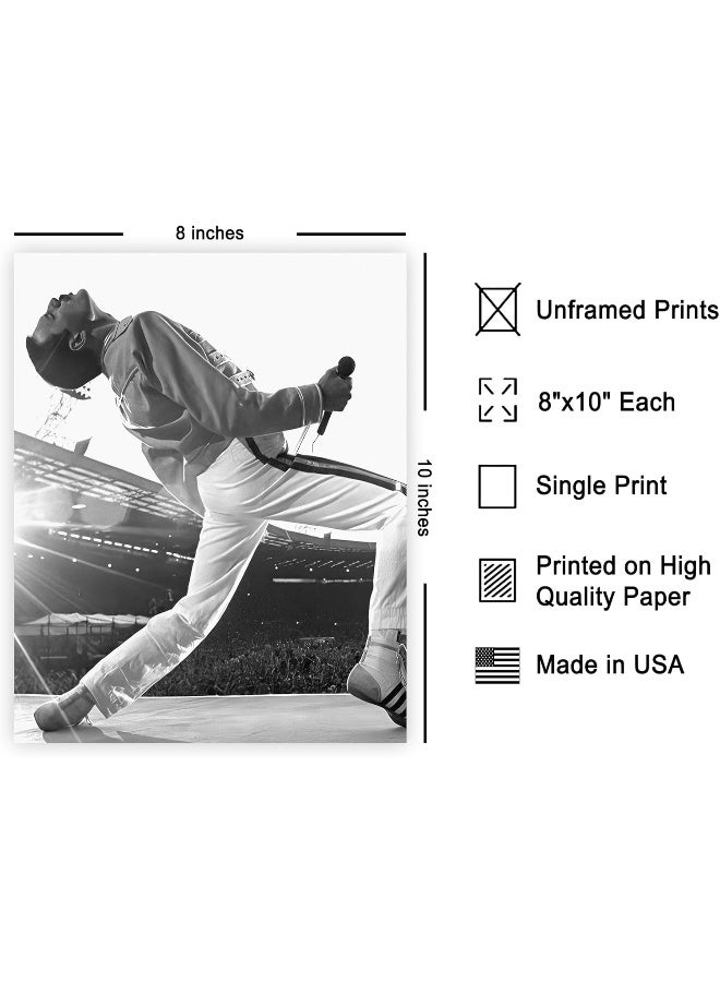 Poster Master Queen Live At Wembley - Freddie At A Concert Print - Music Photography - Black And White Art - Great Studio Or Living Room Decor - 8X10 Unframed Wall Art - Image 2