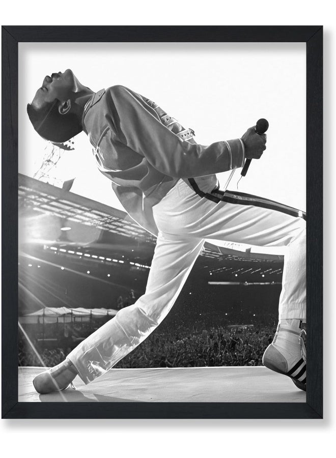 Poster Master Queen Live At Wembley - Freddie At A Concert Print - Music Photography - Black And White Art - Great Studio Or Living Room Decor - 8X10 Unframed Wall Art - Image 1