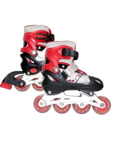 Inline Roller Skates Single Row LED Flashing Wheels Color=Red-Black Size=L  (39-42) cm