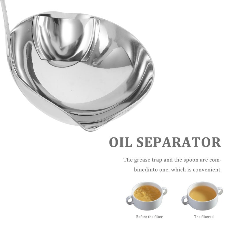Household Oil Filter Soup Spoon Wood and Silicone Oil Separator Scoop Kitchen Tool - Image 4