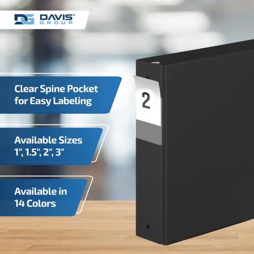 Davis Group مجموعة 6 من حوامل الملفات الاقتصادية الممتازة بحلقات دائرية للمدرسة أو المكتب، 2 إنش، أسود - Image 4