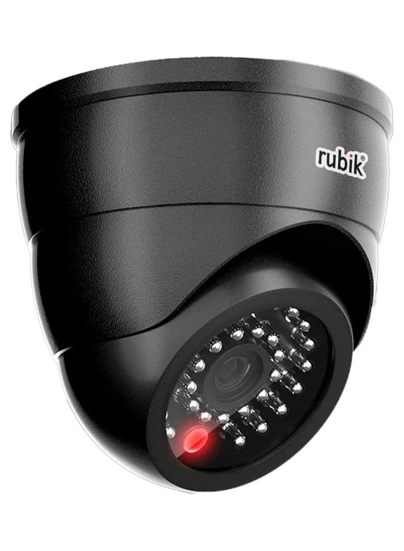 Rubik Dummy CCTV Camera with Flashing LED Light, Adjustable Fake Surveillance Camera Security Indoor Dome Camera with LED Light (Black)  - Image 1