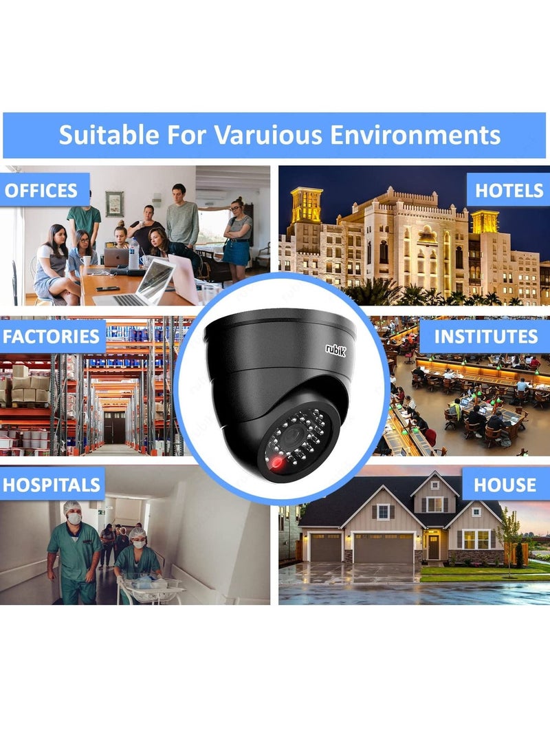 Rubik Dummy CCTV Camera with Flashing LED Light, Adjustable Fake Surveillance Camera Security Indoor Dome Camera with LED Light (Black)  - Image 3