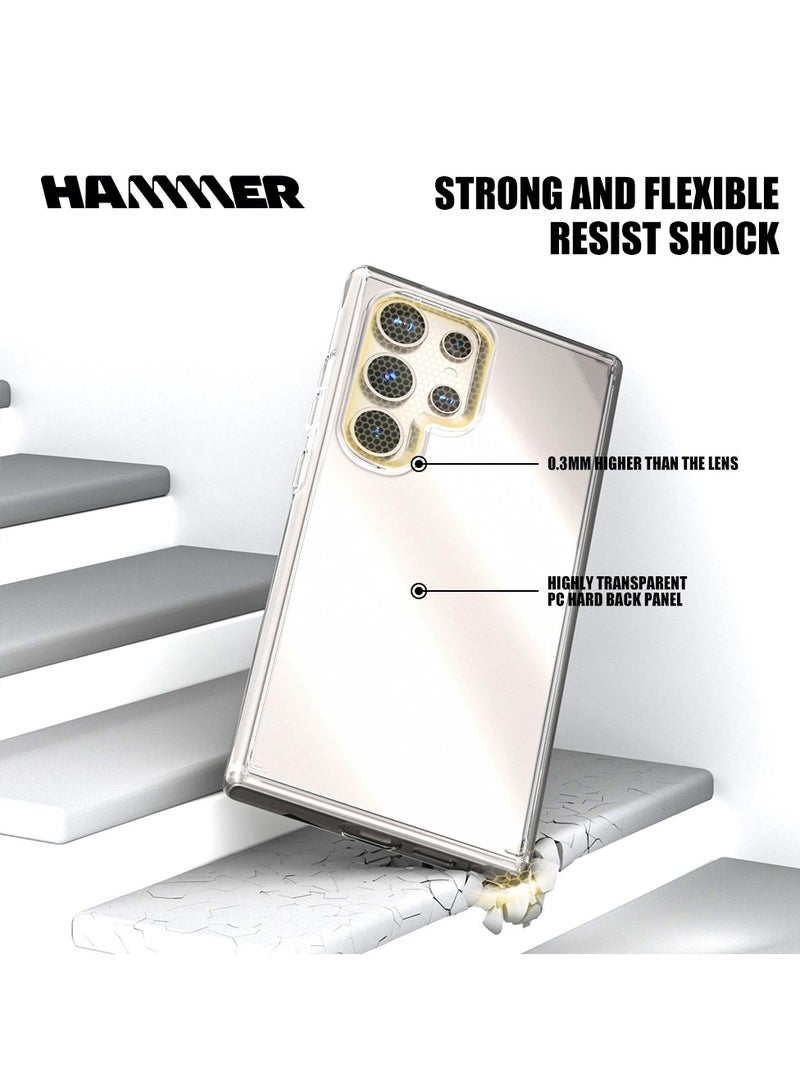 Samsung S25 ULTRA Complete Hammer Package, Anti-yellowing, Drop-resistant, Slim Crystal Case, Full Lens Protection, Anti-scratch Comes with 2 Clear Front Protectors and a Cover