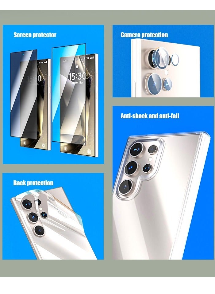 Samsung S25 ULTRA Complete Hammer Package, Anti-yellowing, Drop-resistant, Slim Crystal Case, Full Lens Protection, Anti-scratch Comes with 2 Clear Front Protectors and a Cover