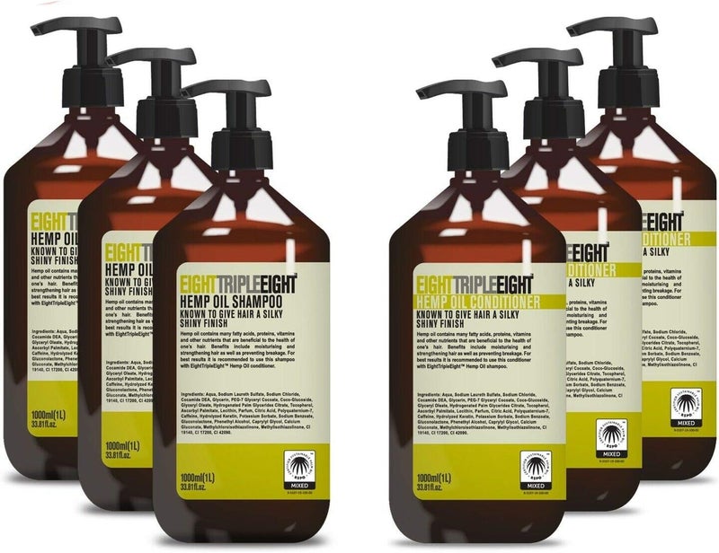 Eight Triple Eight Hemp Oil 3x Shampoo 3x Conditioner 1L