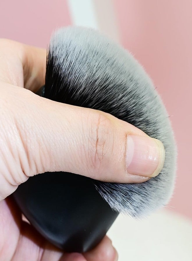 كوشين مجموعة فرش كابوكي بيضاوية فائقة النعومة من كوشين مكونة من قطعتين - فرش مكياج كثيفة الشعيرات، لتطبيق بودرة الوجه والجسم والكريم وأحمر الخدود ومستحضرات التسمير الذاتي (أسود) - Image 4