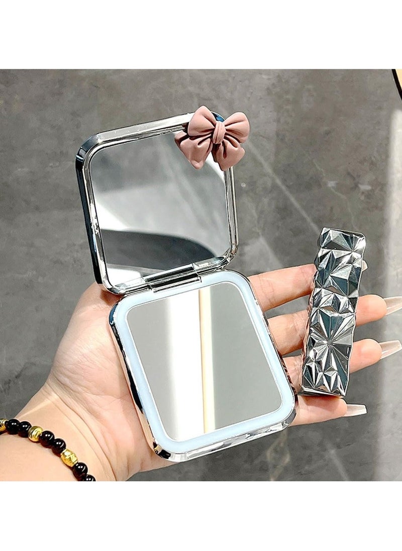 Generic - Compact LED Lighted Makeup Mirror - 3.4 x 2.9 Inch Foldable Mirror with Lights, Magnification Feature - Portable Illuminated Vanity Mirror for Makeup - Image 1