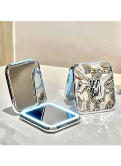 Compact LED Lighted Makeup Mirror - 3.4 x 2.9 Inch Foldable Mirror with Lights, Magnification Feature - Portable Illuminated Vanity Mirror for Makeup