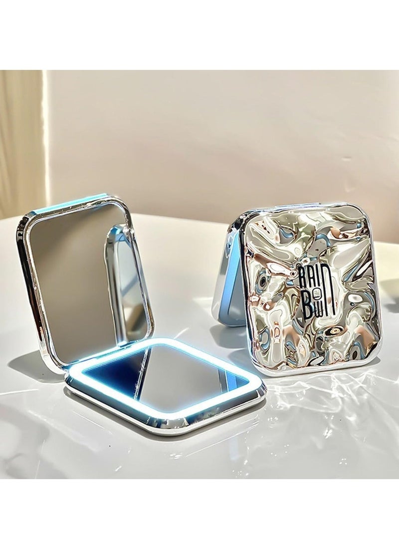 Generic - Compact LED Lighted Makeup Mirror - 3.4 x 2.9 Inch Foldable Mirror with Lights, Magnification Feature - Portable Illuminated Vanity Mirror for Makeup - Image 1