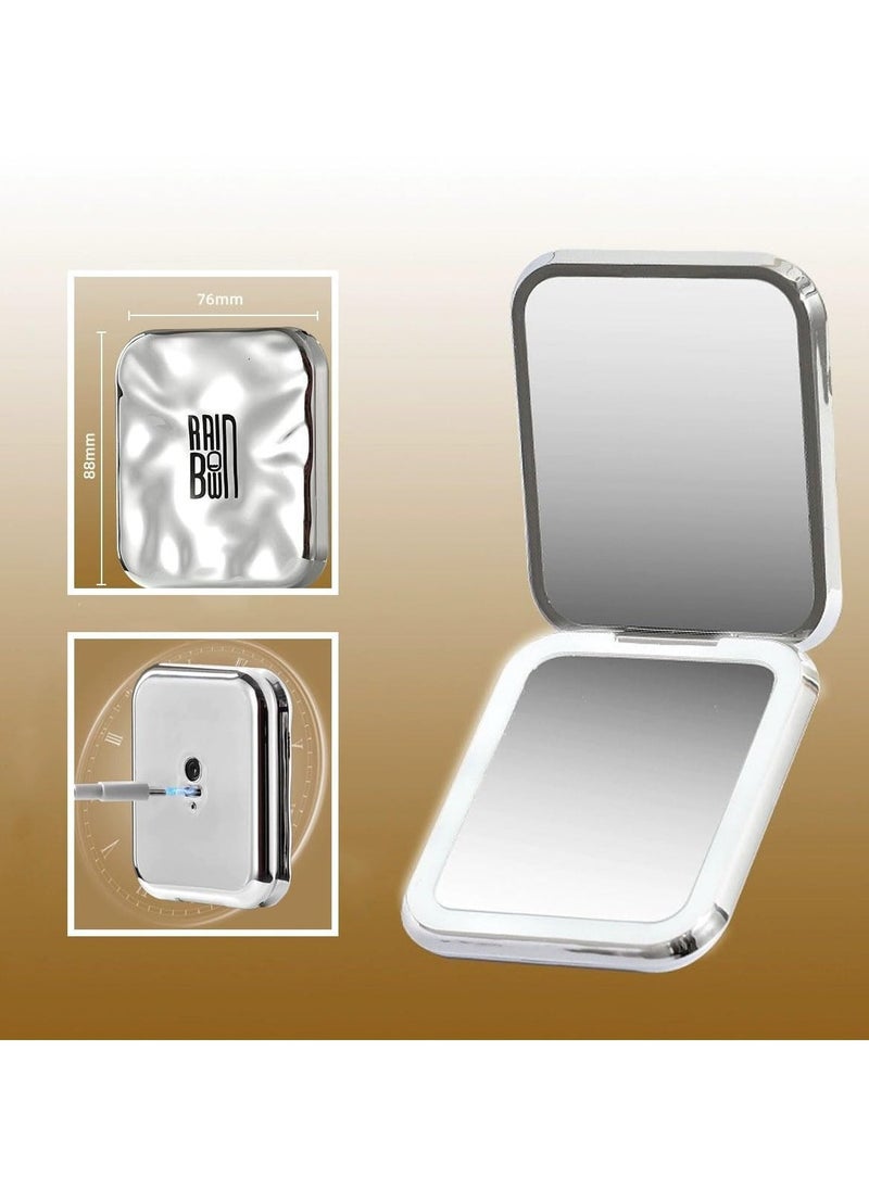 Generic - Compact LED Lighted Makeup Mirror - 3.4 x 2.9 Inch Foldable Mirror with Lights, Magnification Feature - Portable Illuminated Vanity Mirror for Makeup - Image 1