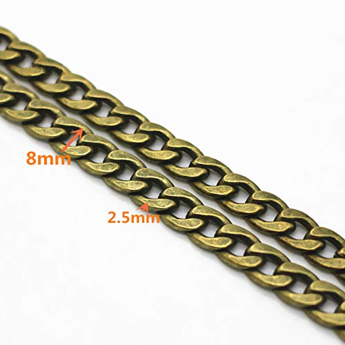 Model Worker DIY Iron Flat Chain Strap Handbag Chains Purse Chain Straps Shoulder Cross Body Replacement Straps with Metal Buckles (47", Bronze) - Image 3
