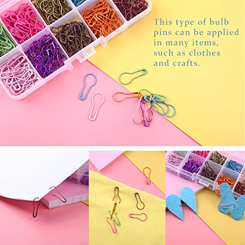 Mayboos 300 Pieces Safety Bulb Pins,10 Colors Calabash Crochet Stitch Markers, Metal Safety Pins for Knitting and DIY Project with Storage Box - Image 4