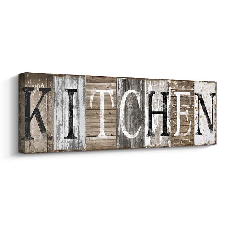 Pinetree Art Rustic Farmhouse Kitchen Wall Decor Canvas Prints Kitchen Signs Wall Decor With Solid Wood Inner Frame