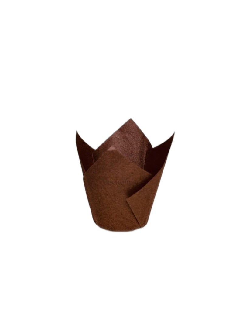 Baekence Tulip Cupcake Liners Brown Paper Baking Cups Muffin Cup Pack of 100 pcs150x50mm - Image 2