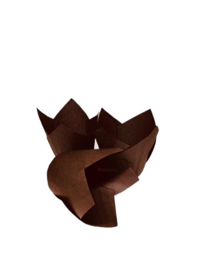 Baekence Tulip Cupcake Liners Brown Paper Baking Cups Muffin Cup Pack of 100 pcs150x50mm - Image 1